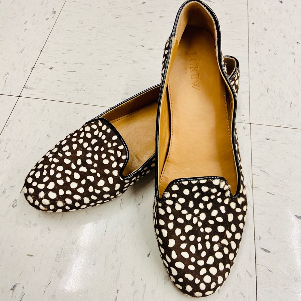 Like New J. Crew Cora Leopard Calf  Hair Loafers